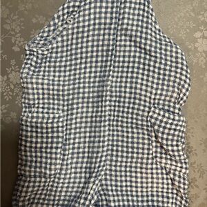 Blue and White Gingham Romper